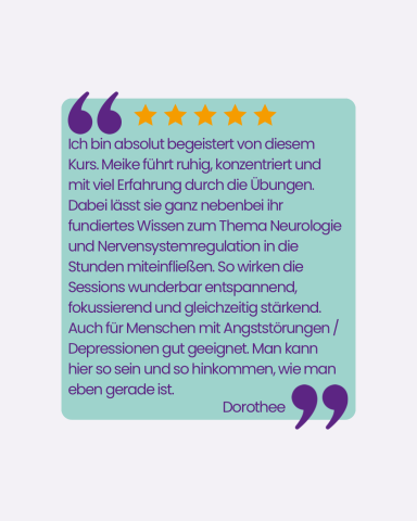 Kundenbewertung über den Kurs "Hatha Yoga trifft auf deine Nervensystem"